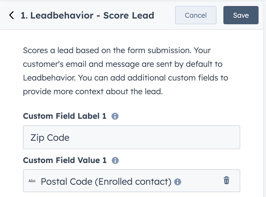 Leadbehavior HubSpot Additional Fields