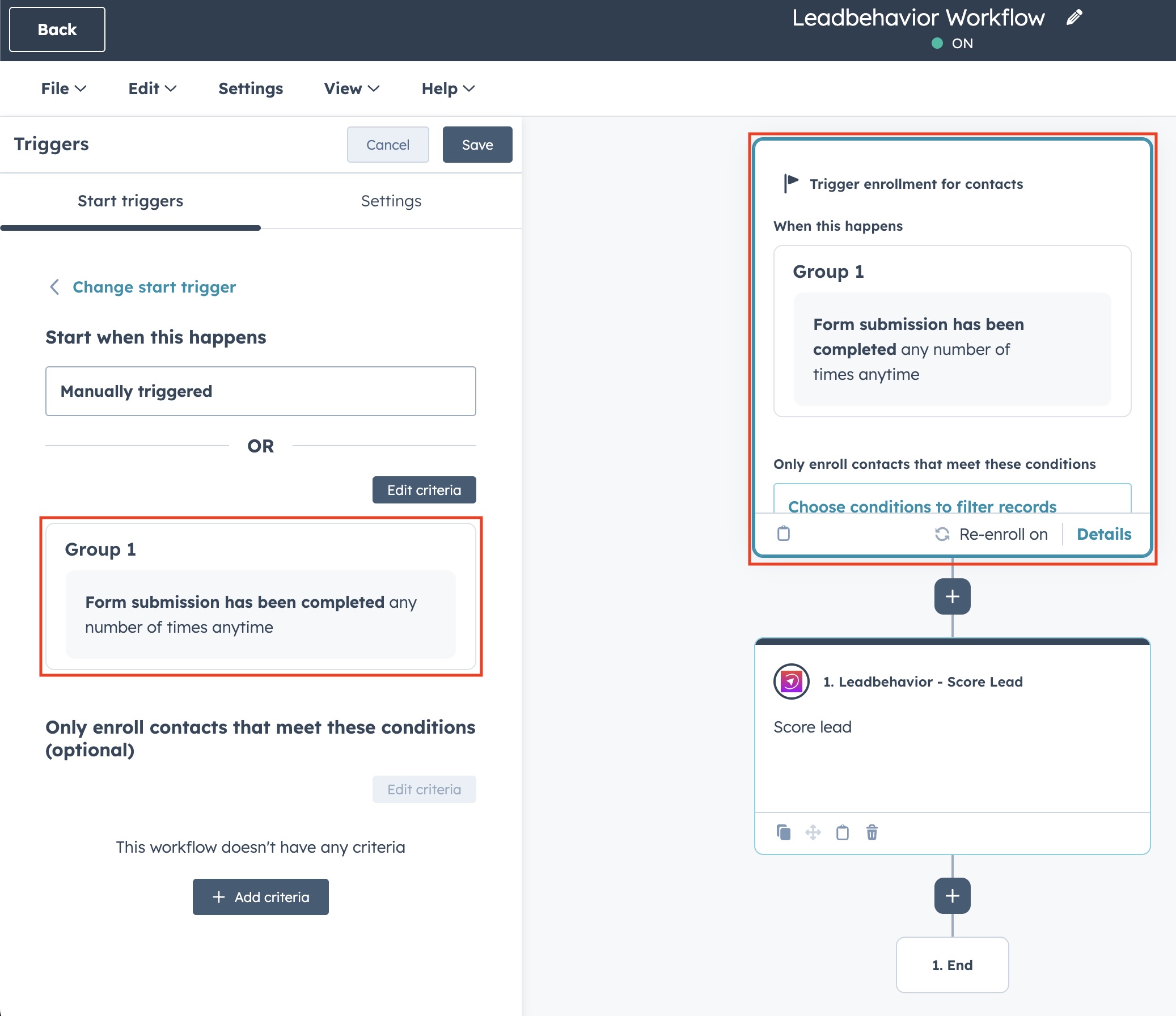 Leadbehavior HubSpot Workflow Trigger